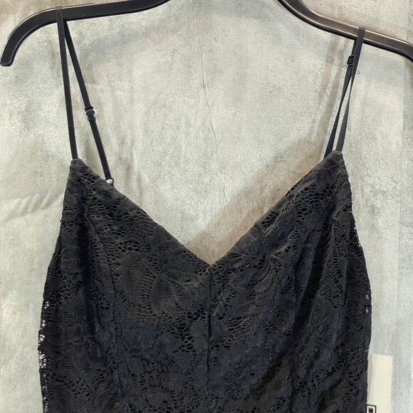 EMERALD SUNDAE Juniors' Black Lace V-Neck Asymmetrical Bodycon Mini Dress SZ XL - Picture 4 of 13